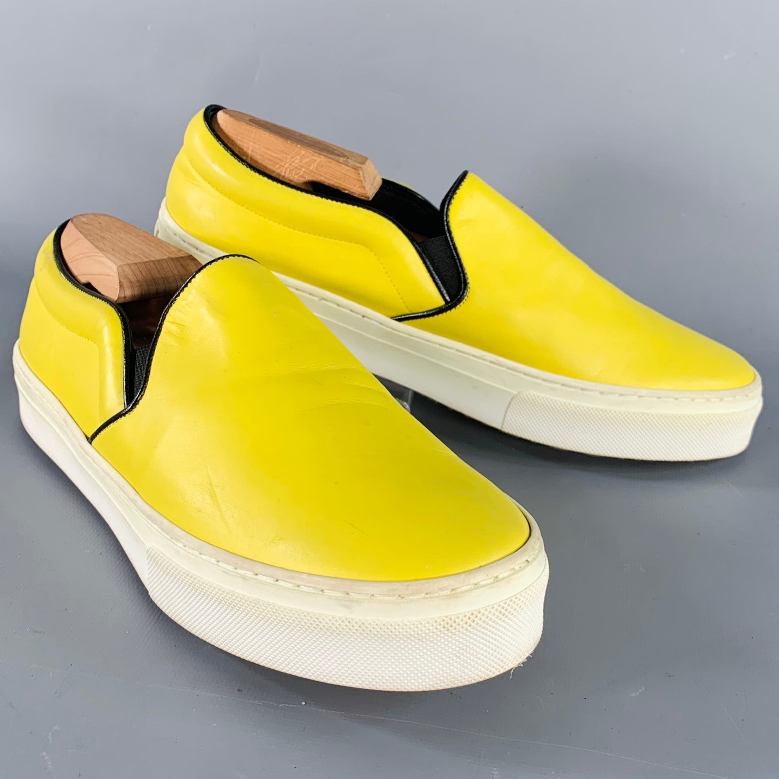Celine Size 9 Yellow Leather Slip On Sneakers